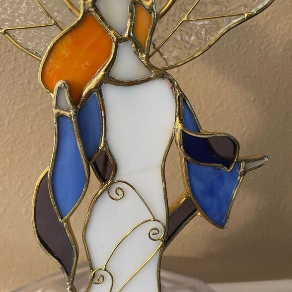 Stained glass Red Headed Angel Candle Holder - Picture 6 of 16